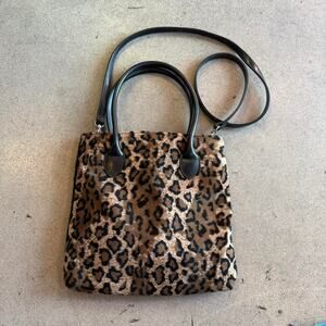 Vintage 90s Bechamel Fur Leopard Print Shoulder Purse